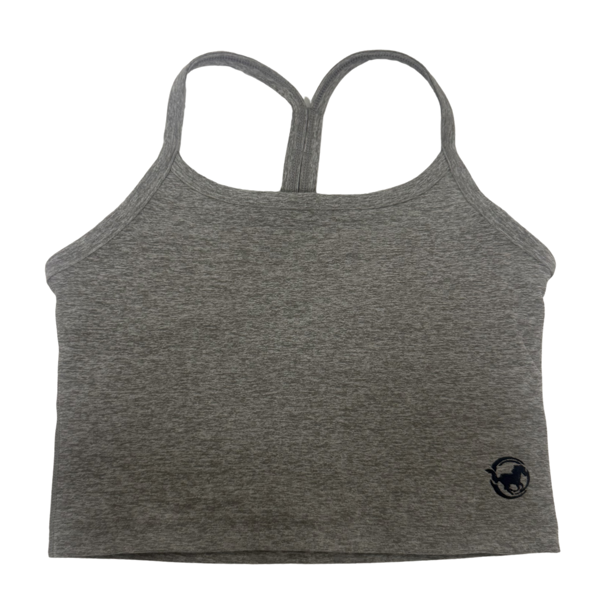 Beyond Yoga Gray w/ Navy Embroidery All-Star Practice Tank