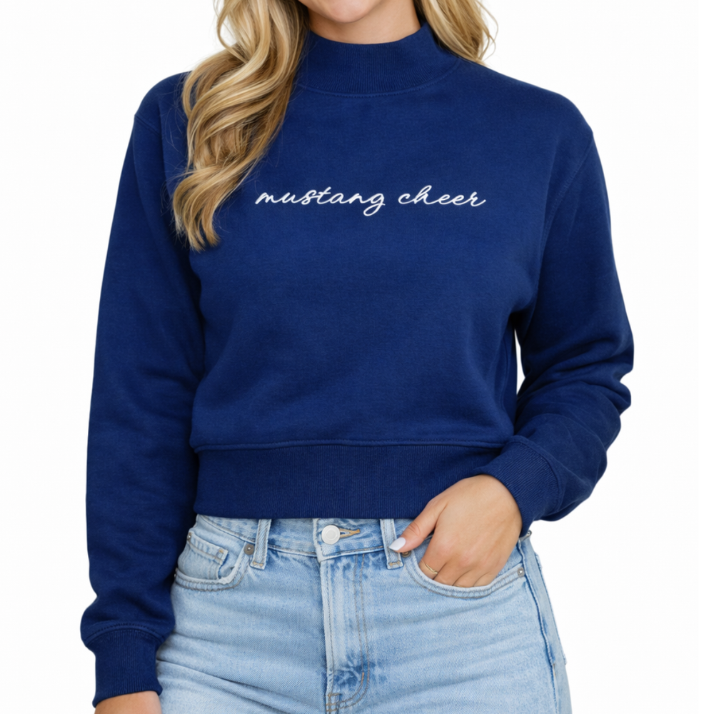 Mustang Cheer Dainty Mock Neck Crew