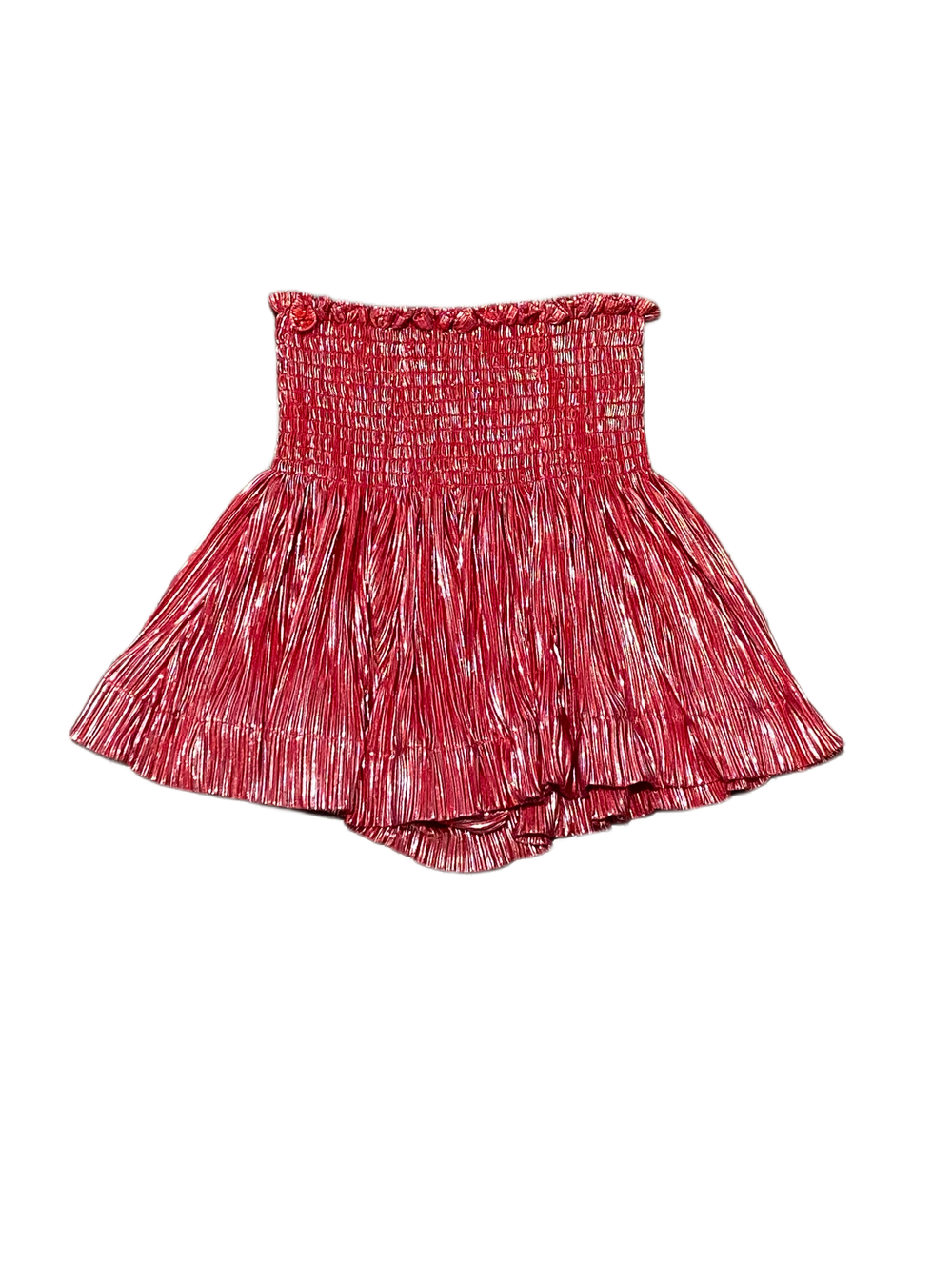 Youth Red/Silver Pleat Swing Shorts
