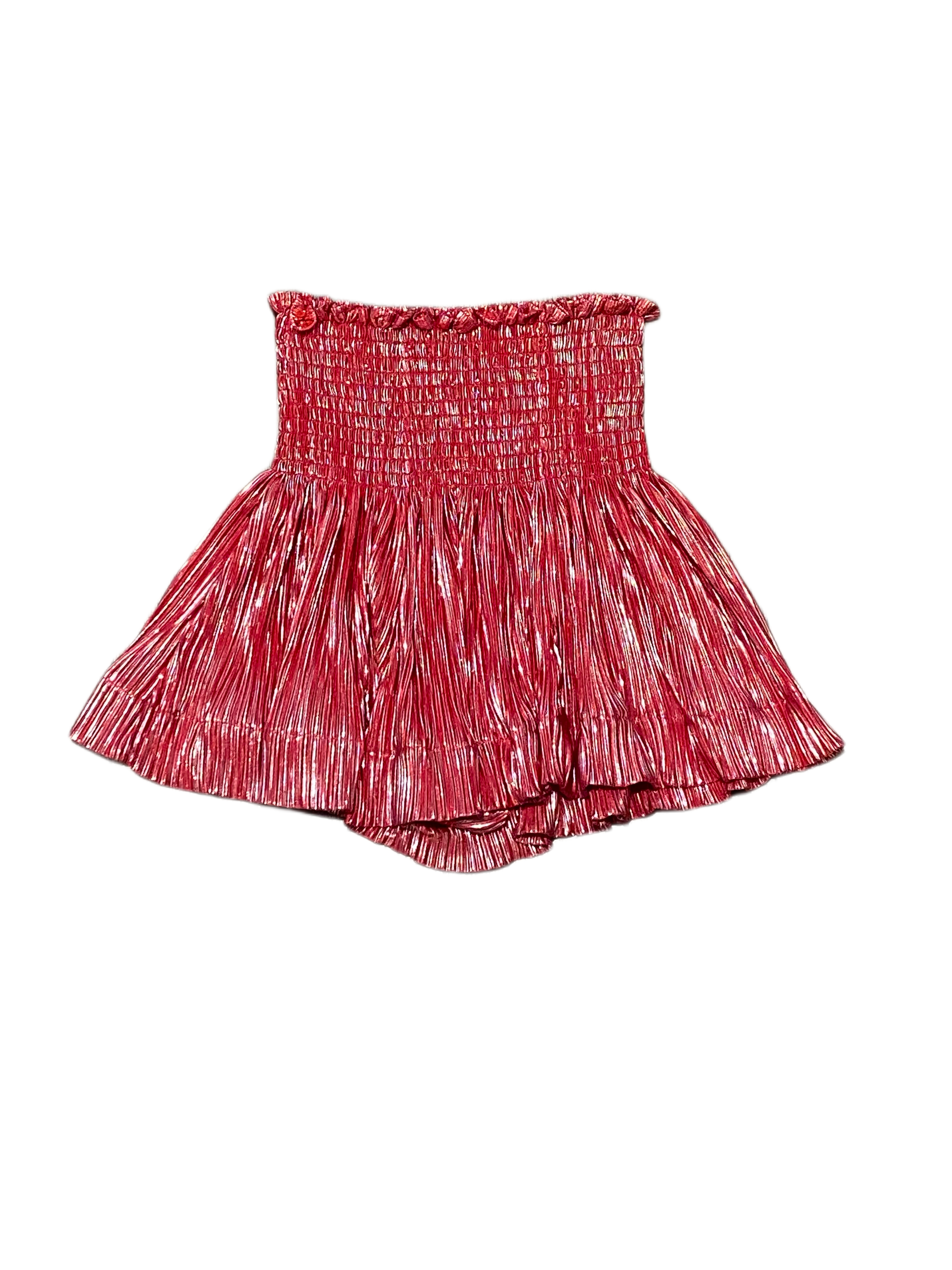 Youth Red/Silver Pleat Swing Shorts