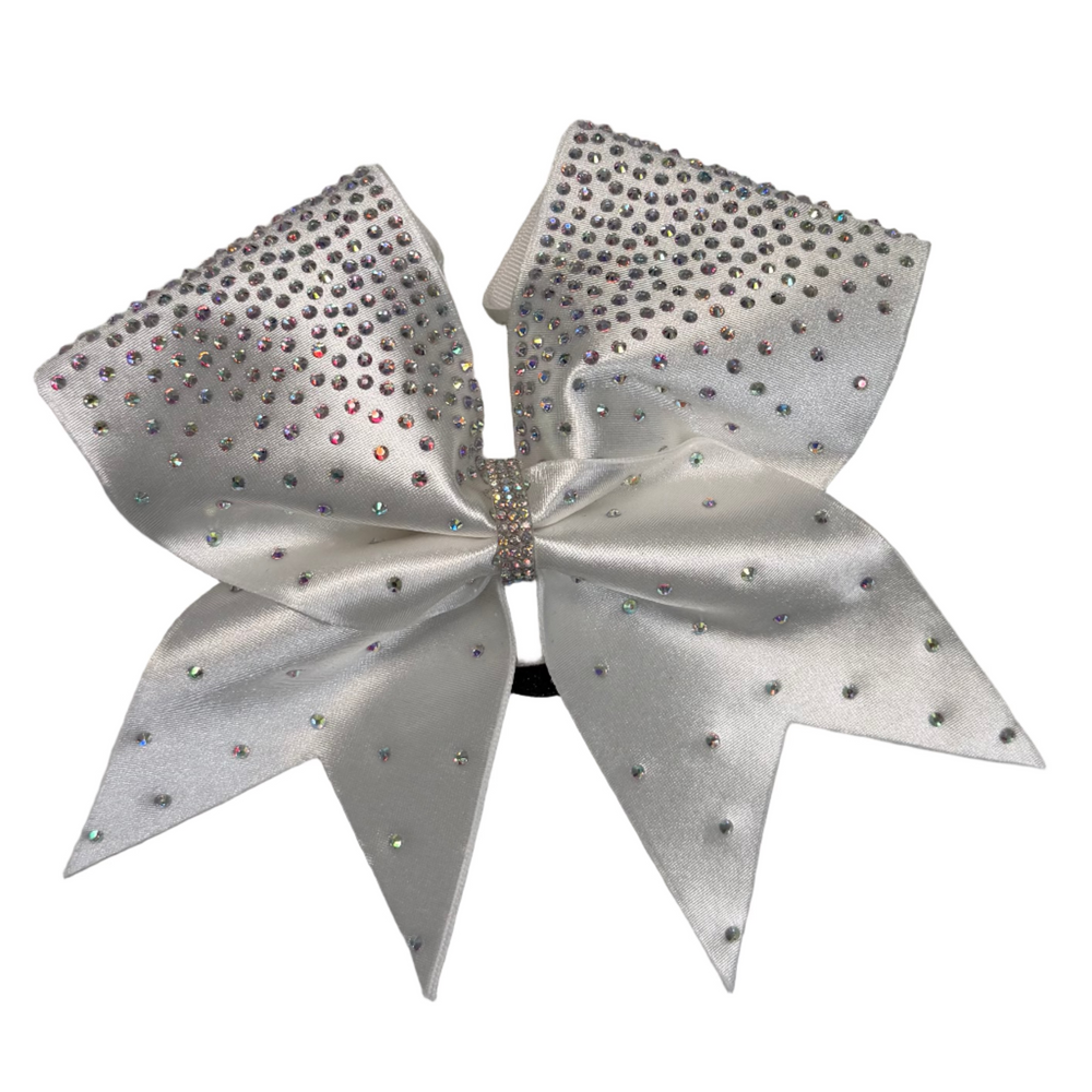 All-Star White Satin Rhinestone Competition Bow (Required)