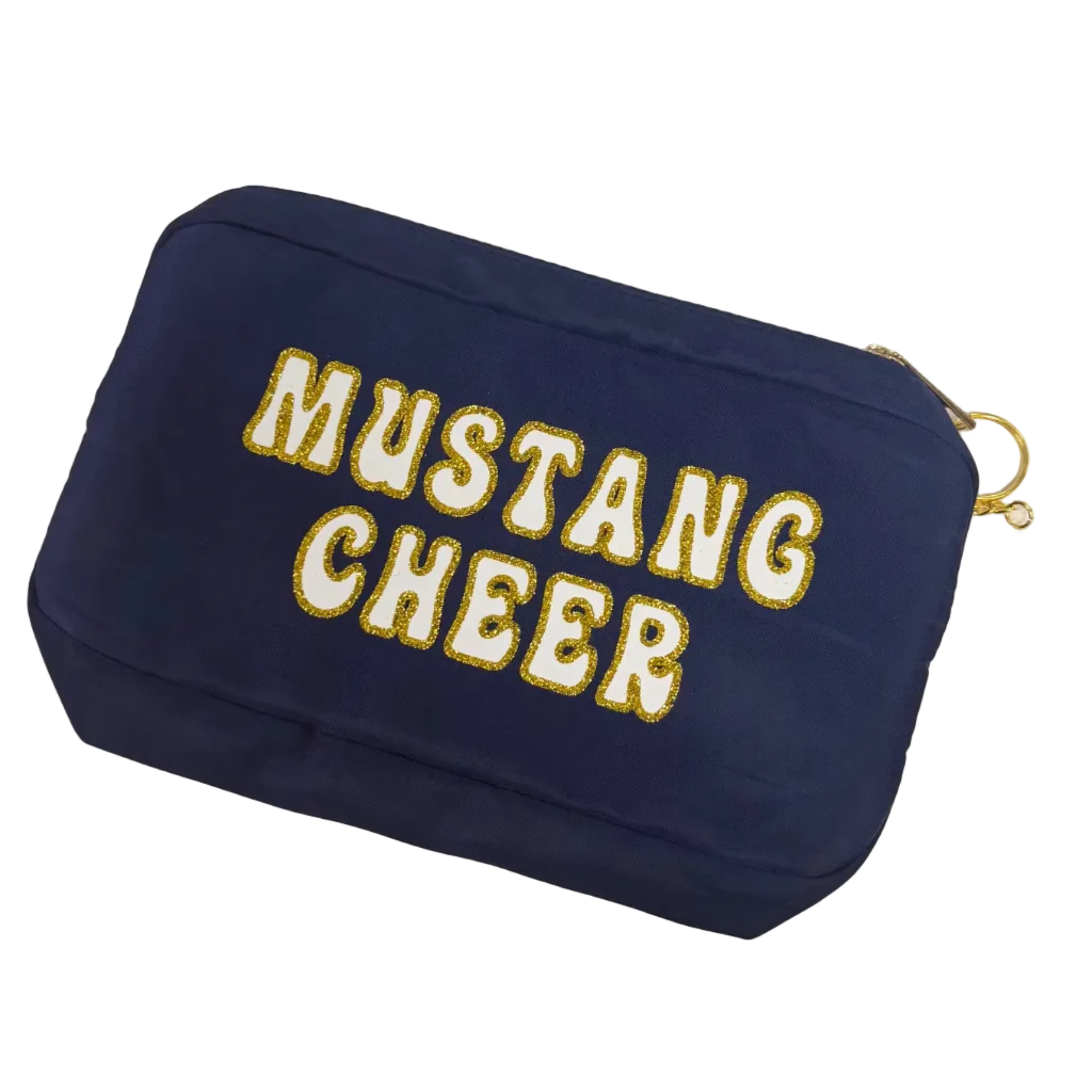 Mustang Cheer Glitter Pouch w/ Keychain