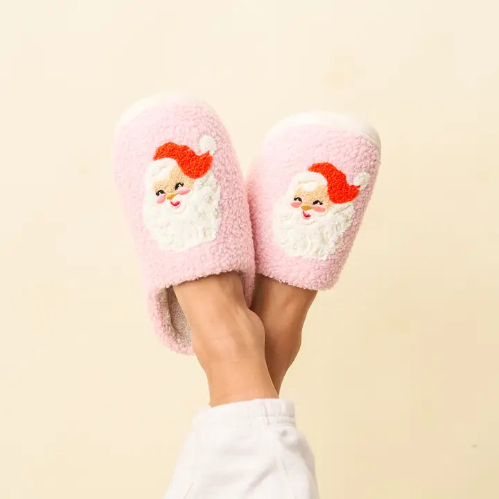 Pink Santa Fuzzy Slippers
