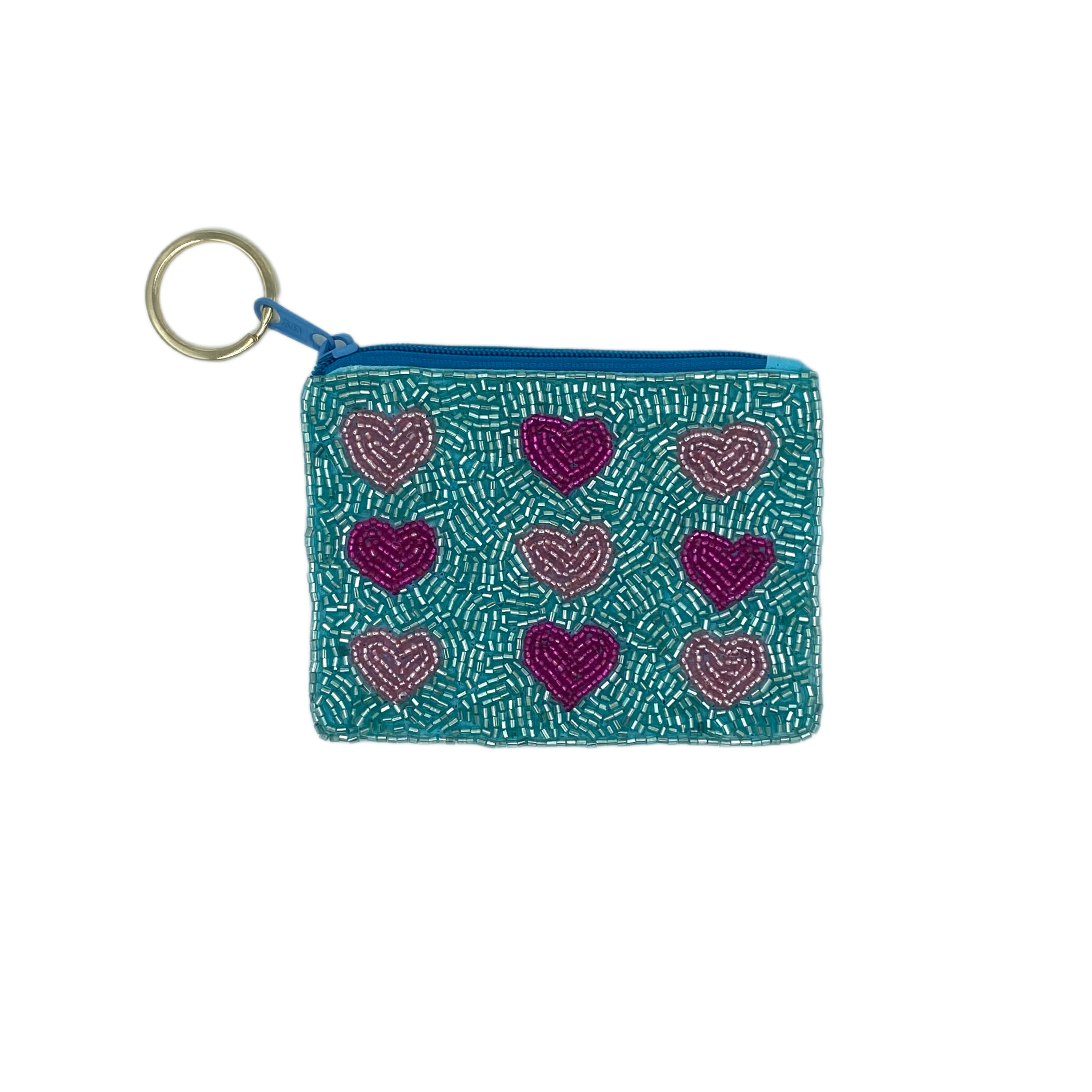 Multi Pink Heart Keychain Pouch