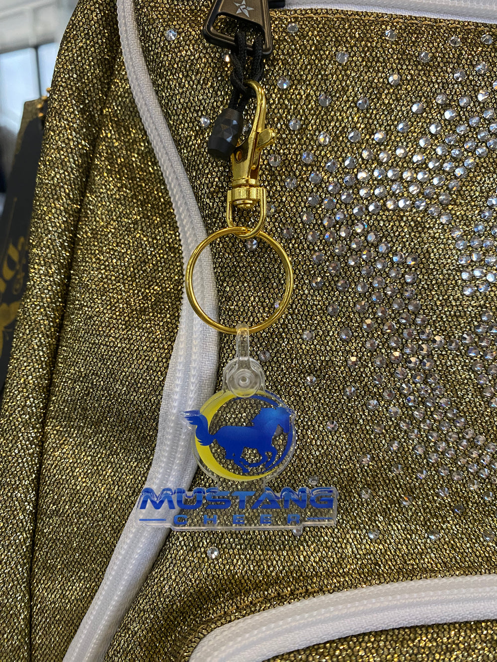 Mustang Cheer Acrylic Zipper Pull
